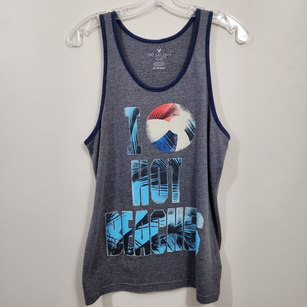 American Eagle NWOT I love‎ hot beaches graphic tank top men's size extra small